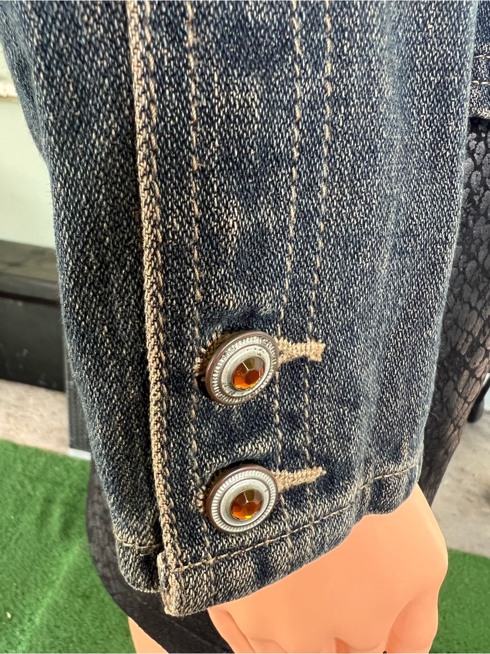 French Cuff Dark Blue Denim Tailored Jacket - Picture 5 of 10